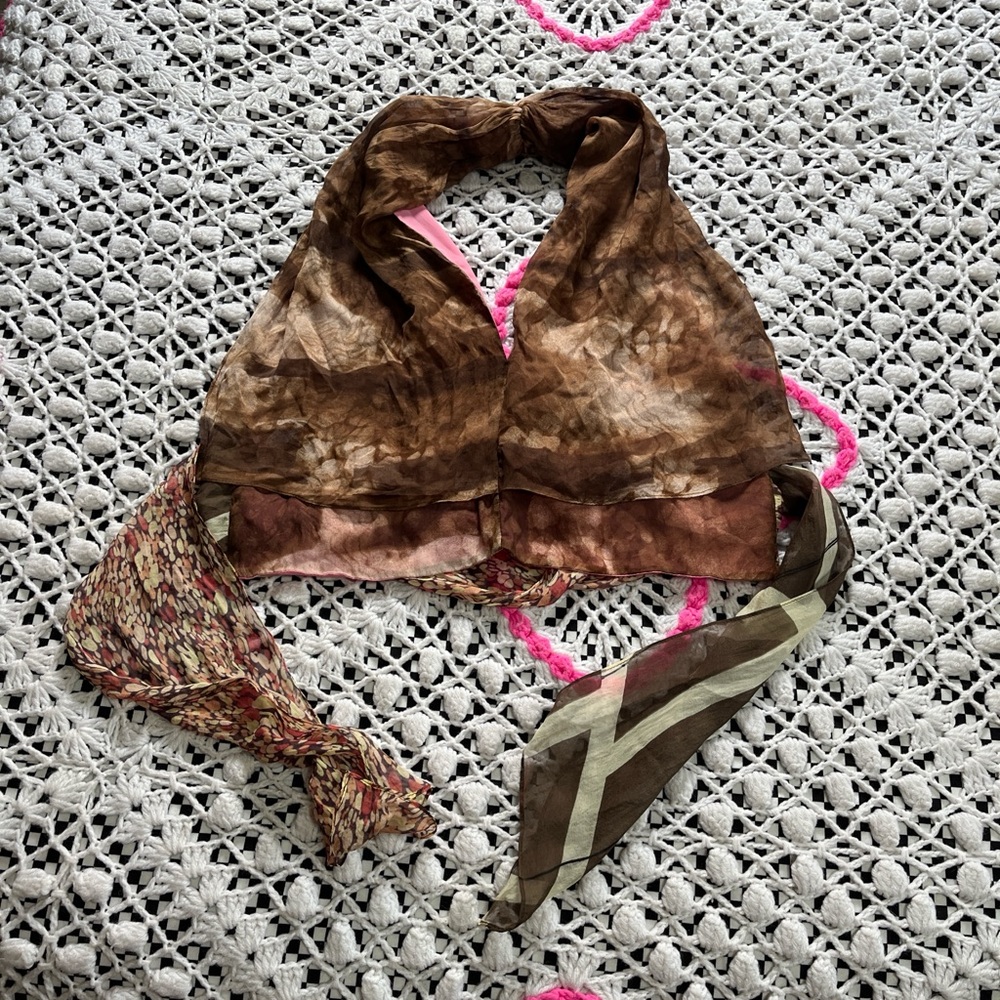 Silvia Tcherassi Pink and Brown Scarf wrap top